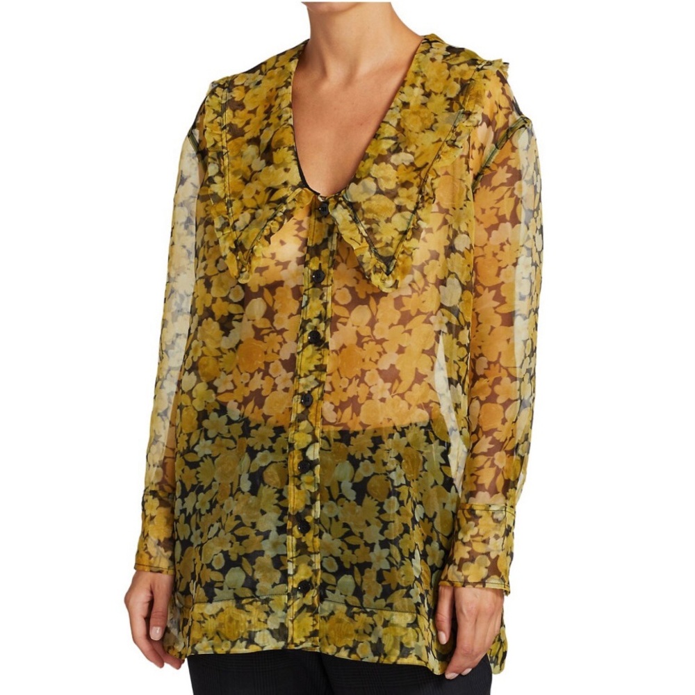 Ganni Yellow Organza Shirt